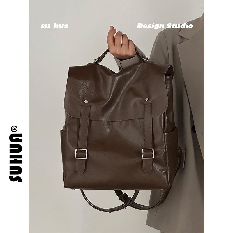 植鞣牛皮双肩包2025新款