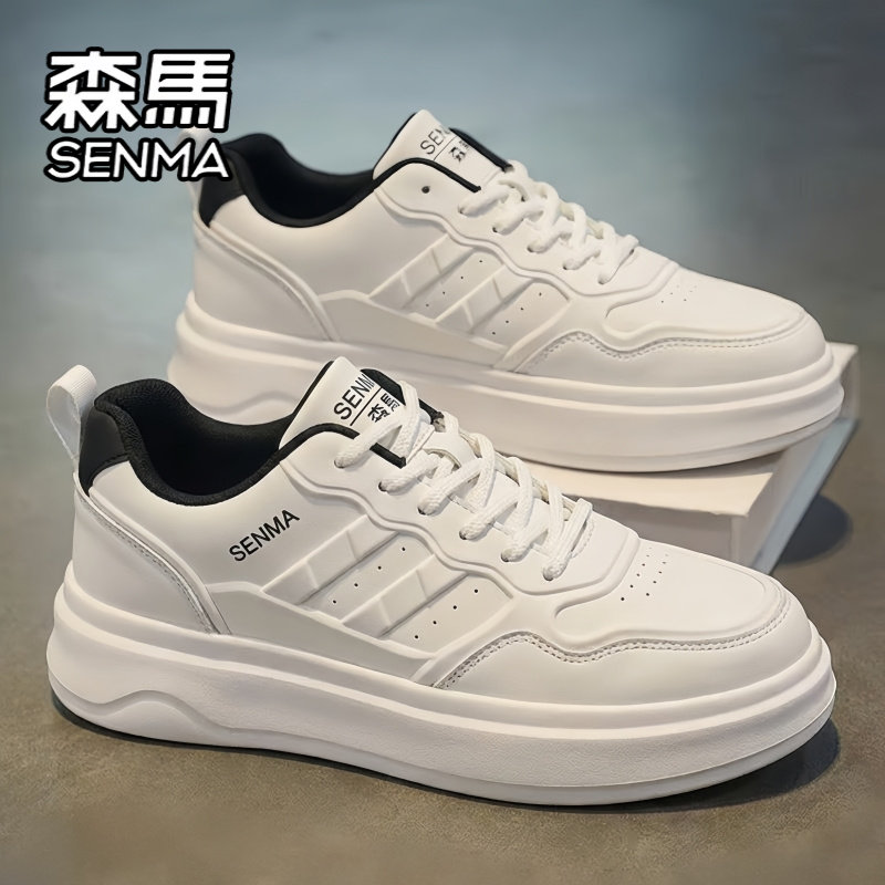 森马男鞋2026新款冬季运动休闲板鞋男士真皮厚底增高百搭小白鞋子