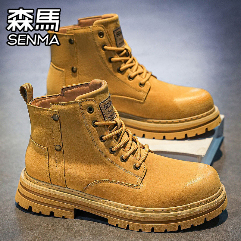 森马马丁靴男款2026新款冬季高帮英伦风工装靴户外运动登山大黄靴