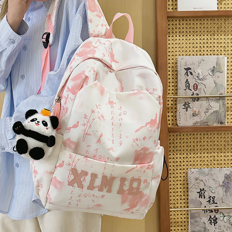 玛嘎国潮风水墨画女生双肩背包