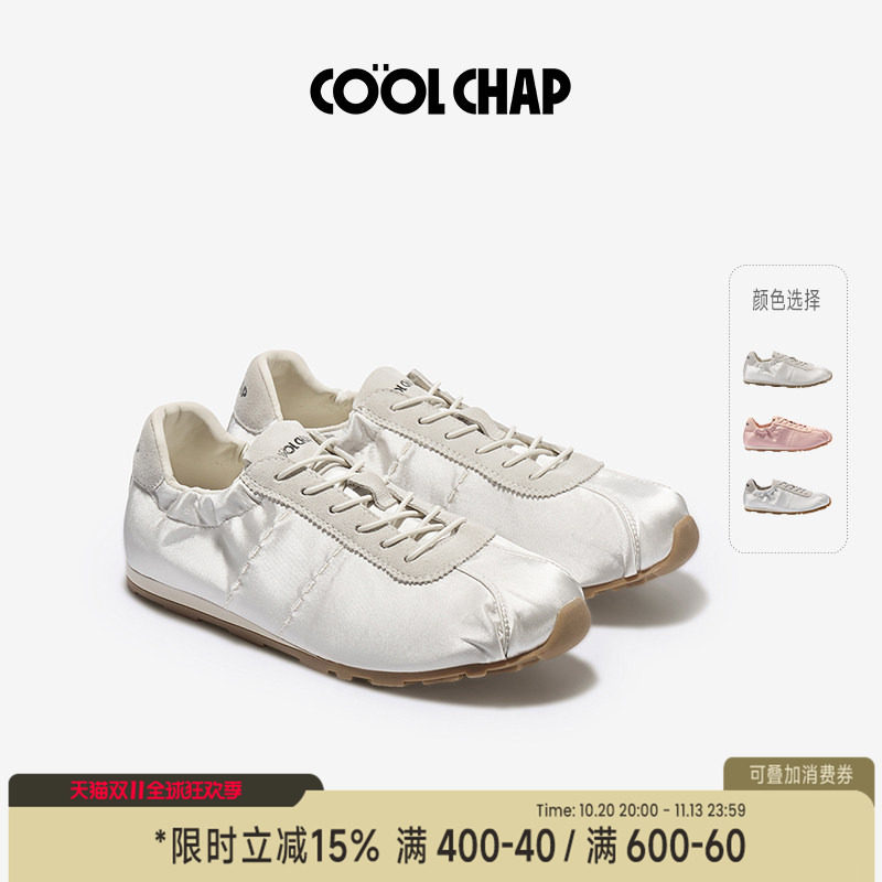 COOLCHAP闪光德训鞋2026新款缎面平底芭蕾鞋舒适显瘦优雅休闲女鞋