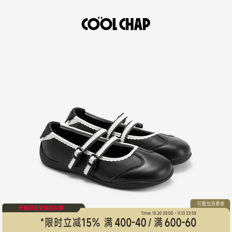 COOLCHAP裸穿波漾玛丽珍2026秋季新款复古运动软底芭蕾舞鞋女真皮