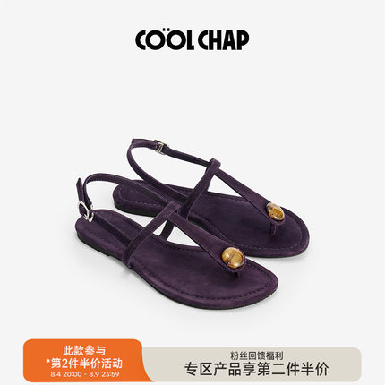 COOLCHAP新款时光遐想系列凉鞋女海边夏季平底沙滩时尚气质潮流