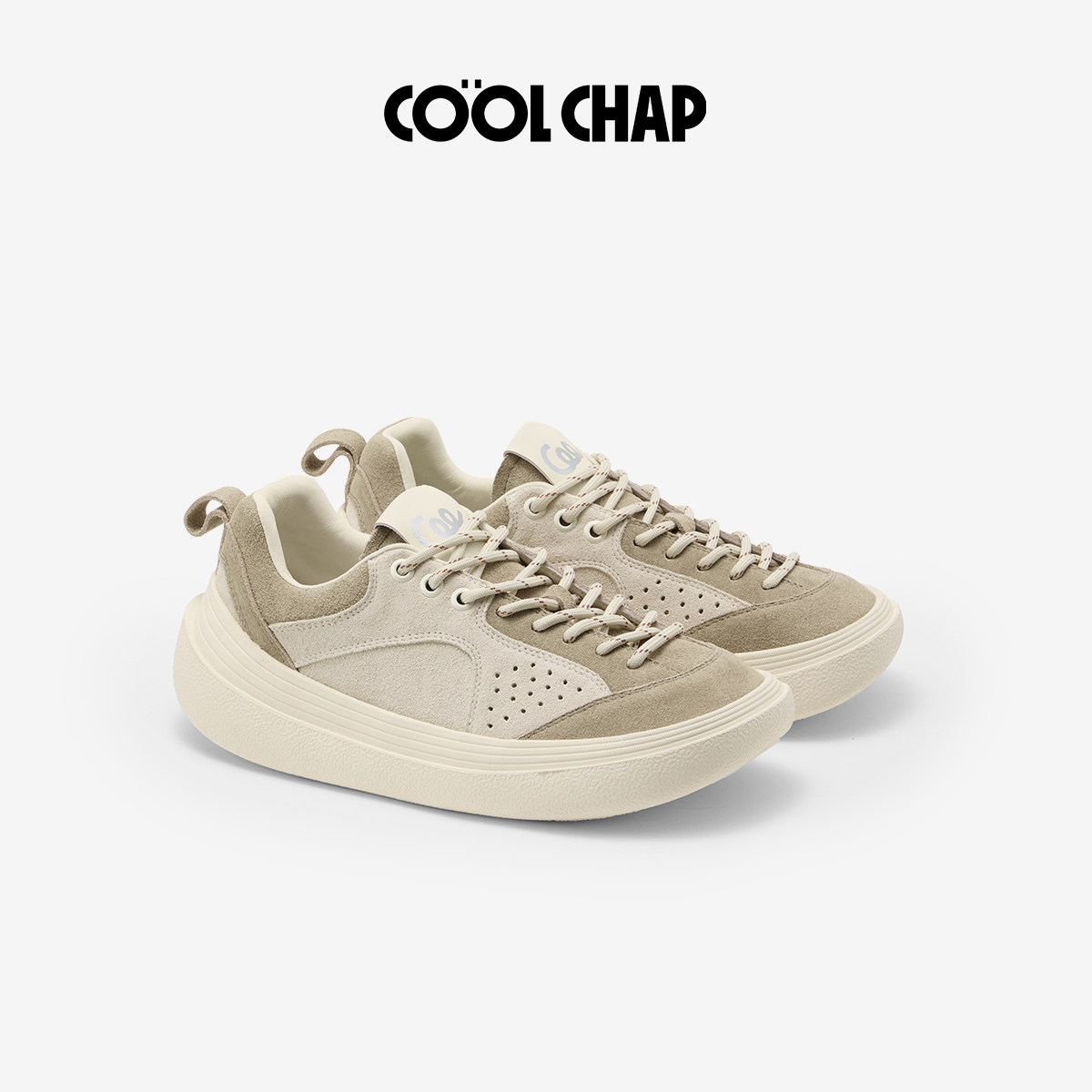 COOLCHAP春季新款豹豹鞋牛皮真皮鞋子透气羊皮女鞋厚底女款板鞋