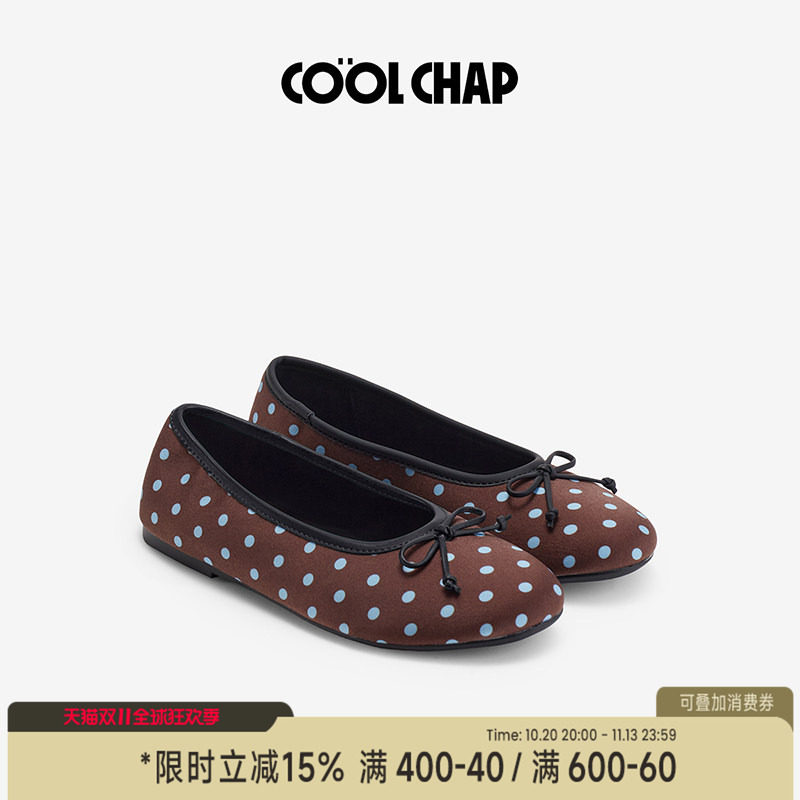 COOLCHAP波尔卡圆点系列芭蕾鞋女26秋季新款浅口平底波点圆头单鞋