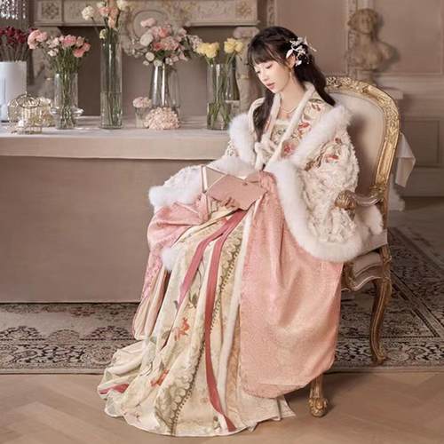 原创汉服女【十三余-茶马一梦】唐制刺绣齐胸襦裙大袖衫套装冬款