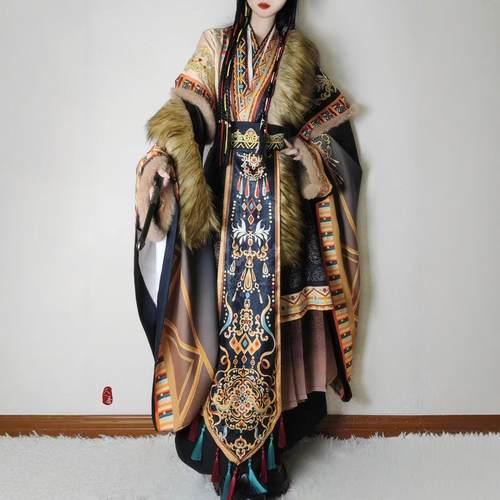 原创汉服女【藏游猎】改良异域民族藏族风神仙服男女同款冬季套装