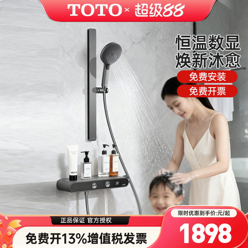 TOTO数显恒温淋浴花洒套装按键可置物台手持花洒双出水 MY5(05-E)