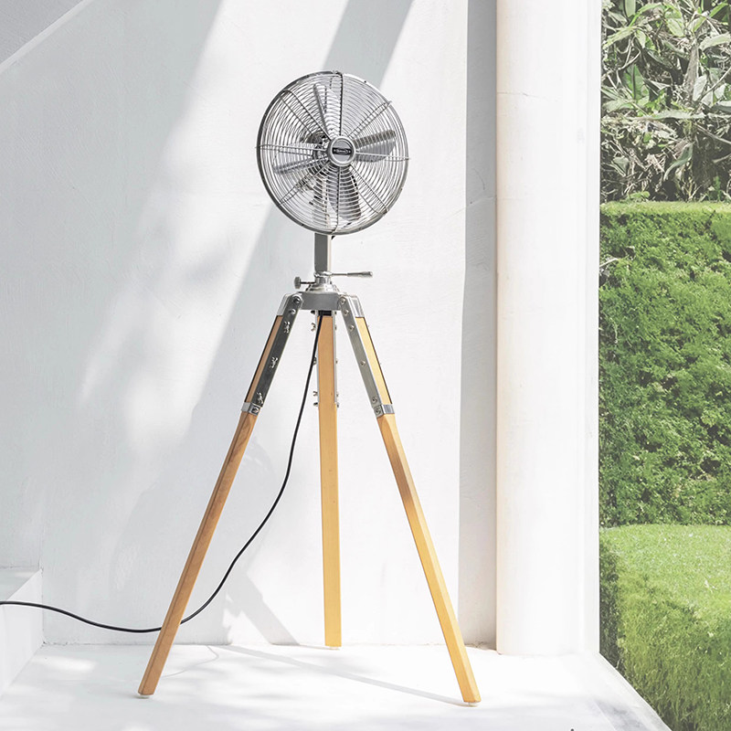 IMASU落地扇三角架扇家用金属复古12寸摇头落地式立扇仿古电风扇