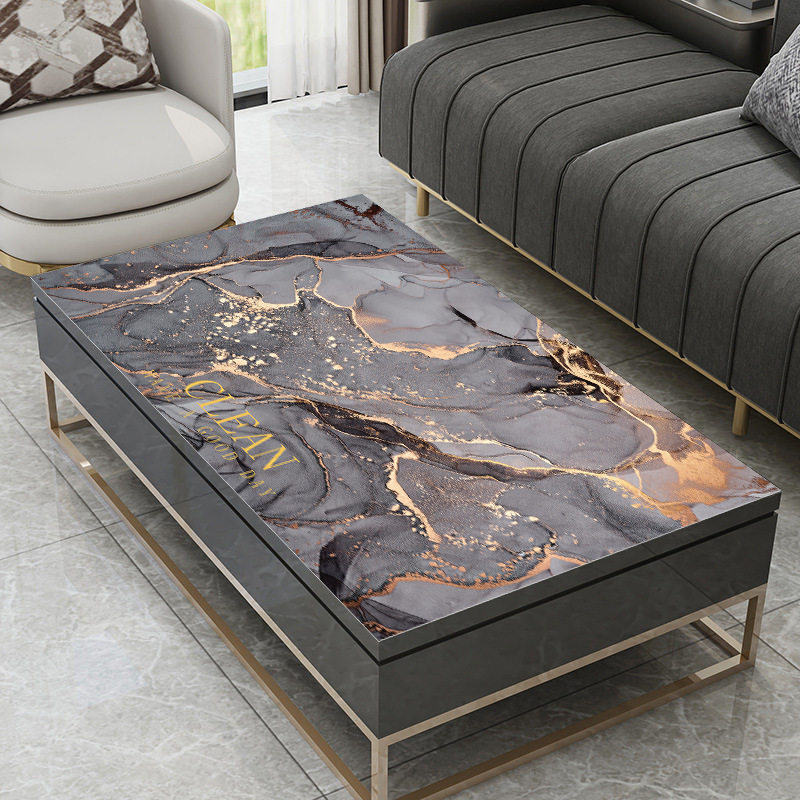 新款 简约大理石纹茶几垫餐桌保护垫梳妆台洗衣机盖布防水pvc防油