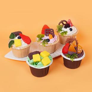甜品糕箱婚庆模型装 仿真食糕物纸杯蛋立体冰贴假水果蛋法式 饰摆件