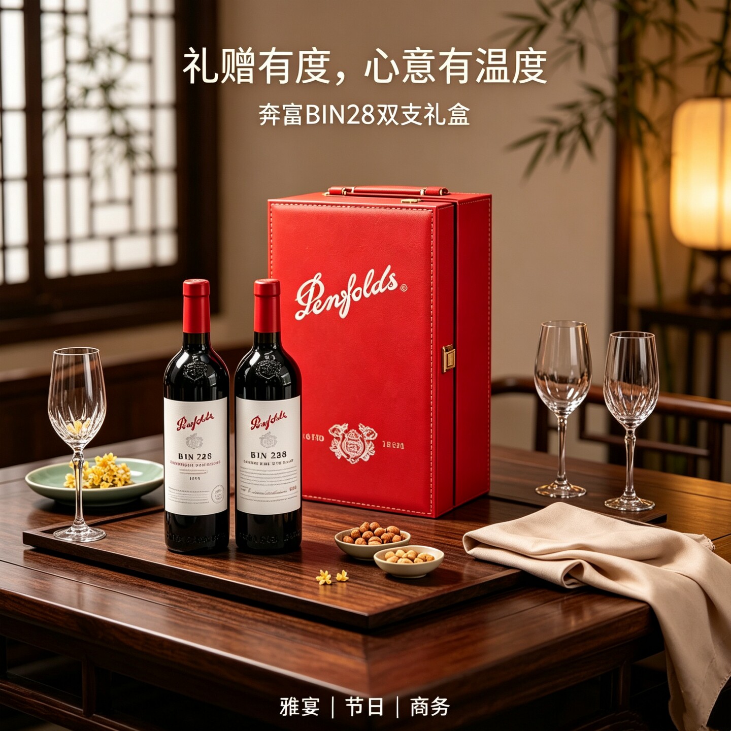 【匠心酿造】奔富BIN28礼盒装正品保证澳洲进口葡萄酒750ml×2瓶