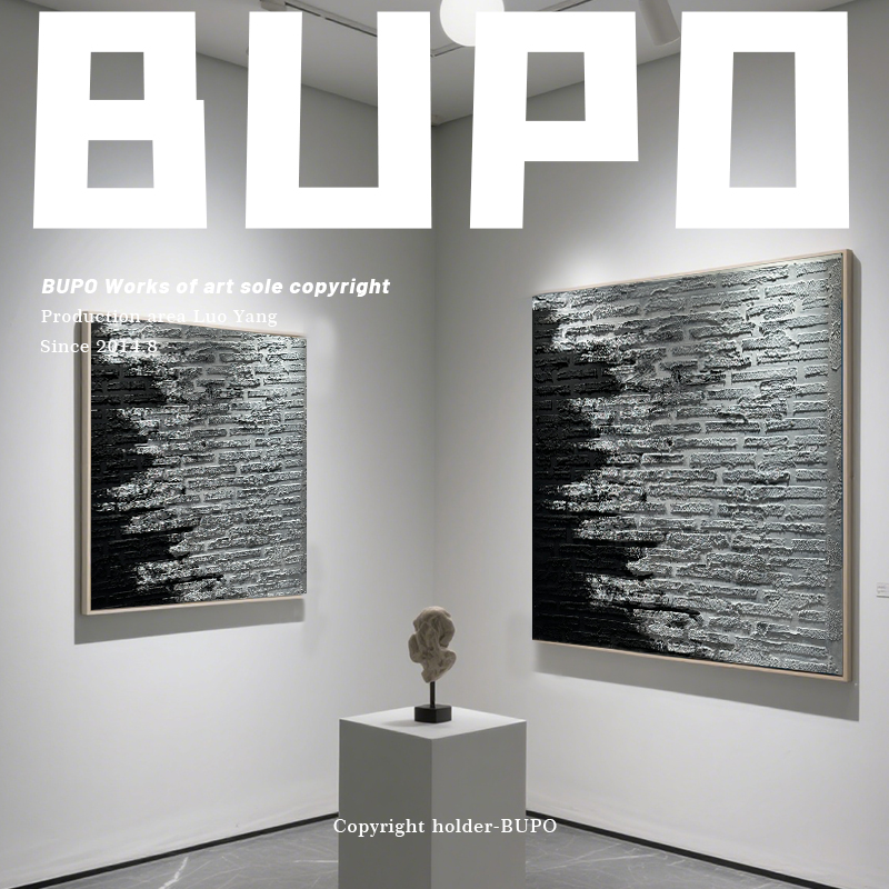 BUPO纯手绘色块油画客厅沙发背景墙装饰画黑白极简抽象艺术热销图片