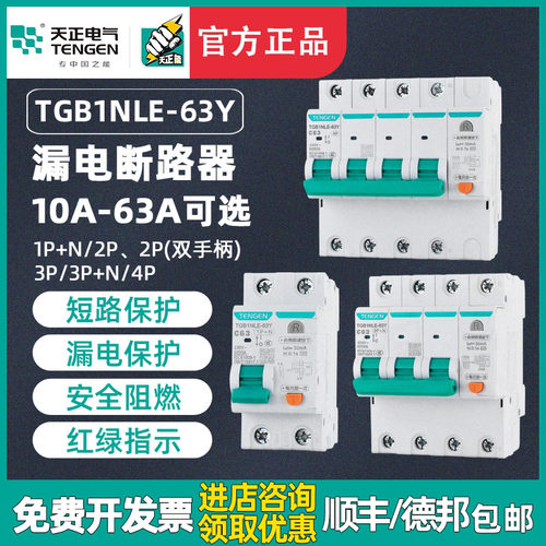 天正小体积漏电保护断路器TGB1NLE-63Y空气开关23P家用220V窄体型