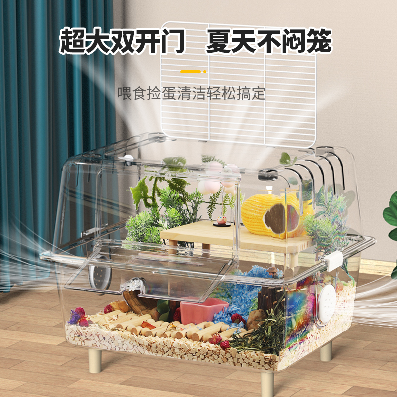 现货速发芦丁鸡饲养箱笼子双层亚克力透明观赏卢丁鸡房子全套造景
