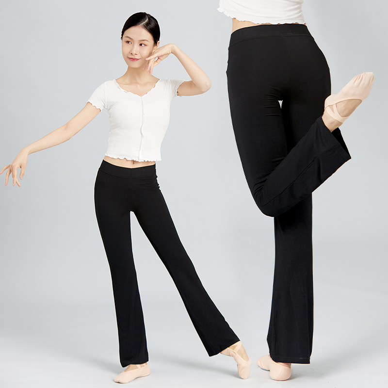 速发芭舞舞蹈裤直筒形子裤成人跳蕾练功裤体黑色训练体操瑜伽裤