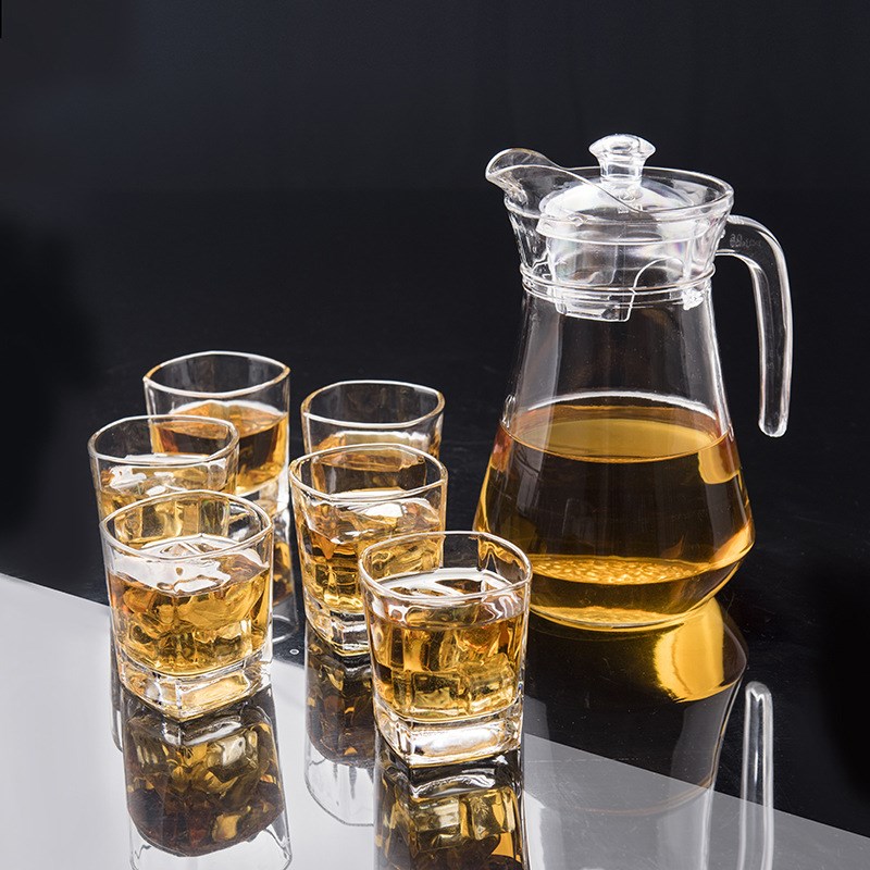 现货速发6只装玻璃杯家用冷水壶套装欧式耐热泡茶水杯茶杯果汁杯