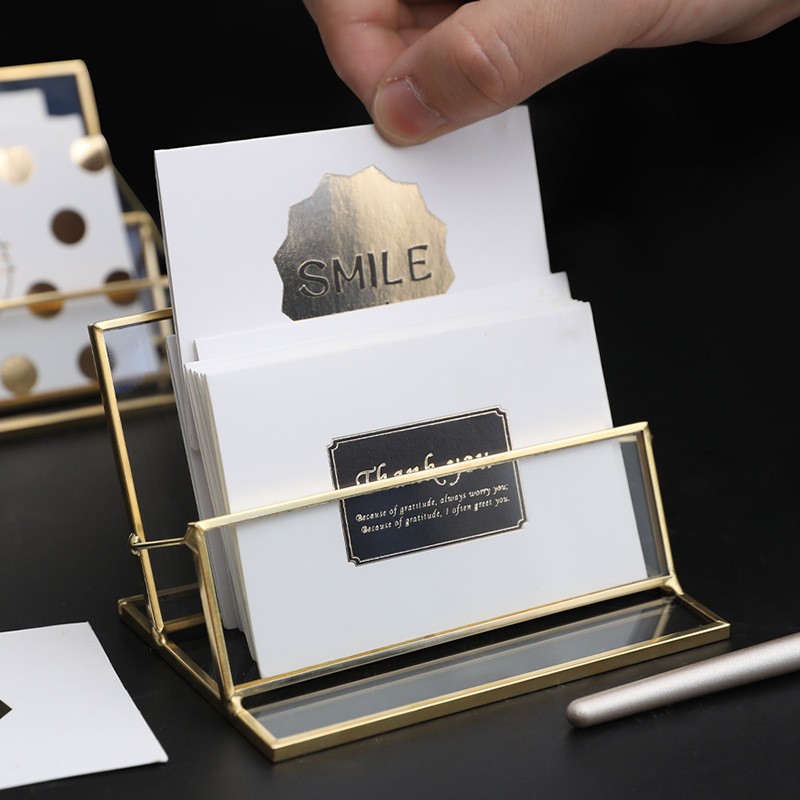 现货速发金属名片盒商务大容量透明玻璃卡片名片收纳盒桌面创意名