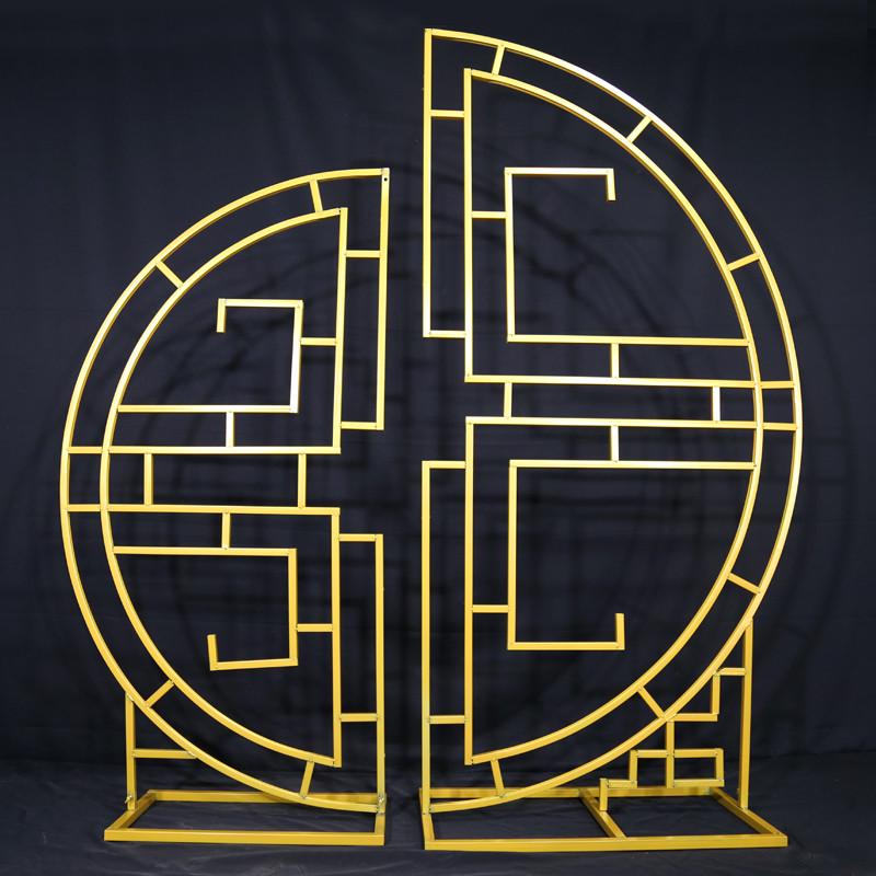中式婚庆铁艺屏风同心圆门婚礼舞台装饰婚礼舞台铁艺门装饰道具