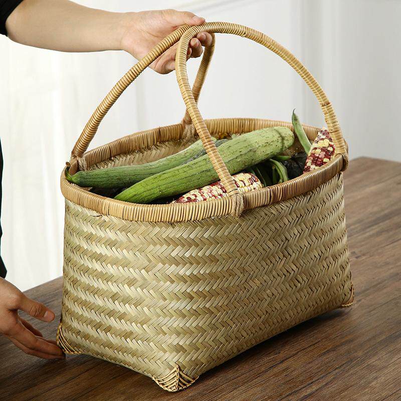 竹编篮子手提买菜编织竹制品老式收纳家用采摘水果竹青蓝大中小号,特色手工艺,竹编/竹雕,淘宝优惠券,粉丝福利购,淘宝优惠卷
