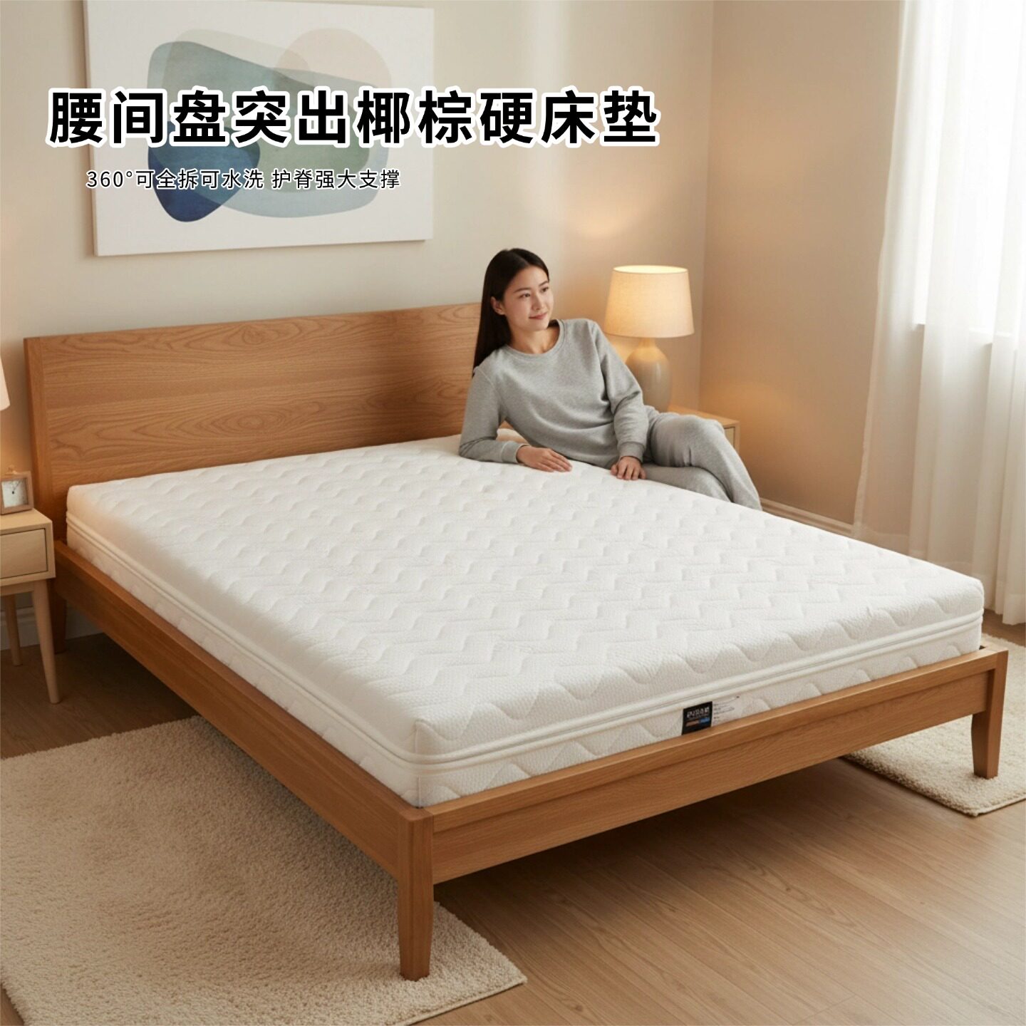 菲欧宫腰间盘突出硬床垫椰棕黄麻S型老人护腰全拆0甲醛胶水榻榻米