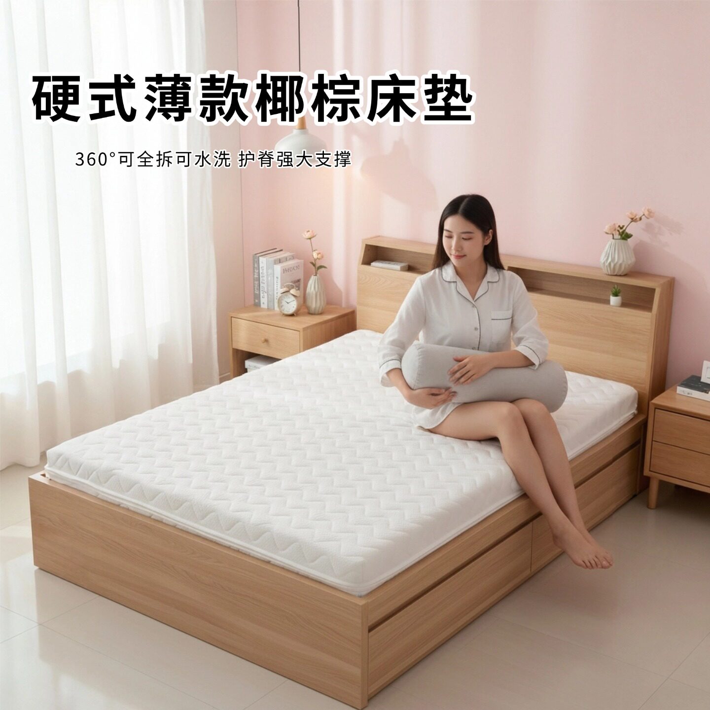 菲欧宫硬式薄款床垫椰棕S型黄麻老人儿童护腰全拆0甲醛胶水榻榻米