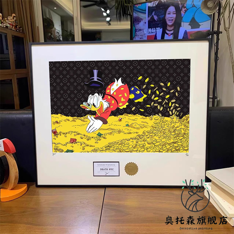 客厅装饰画发财鸭唐老鸭玄关卧室潮流卡通装饰现代艺术电表箱挂画图片