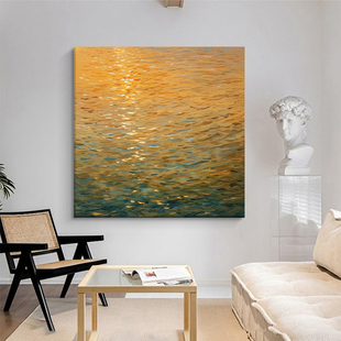 浮光跃金意式极简客厅装饰画轻奢温馨抽象高级感玄关寓意招财挂画