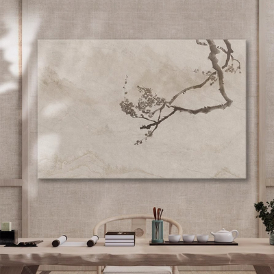 中古侘寂赤贫风新中式梅花挂画民宿客厅茶室日式原木风卧室装饰画