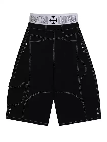 Paiki2025Ss'Class' Boxing Shorts Retro Deconstructed Visible Stitching Multi-Pocket Workwear Loose Pants for Men
