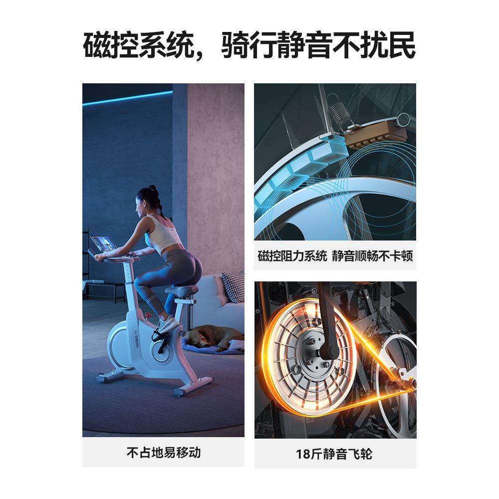 汗马磁控智能动感单车家用室内mini健身车器材减肥静音运动自行车