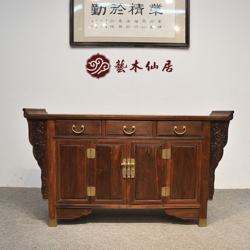 红木家具门厅供台玄关柜翘头案台大红酸枝明式三联柜橱柜交趾黄檀