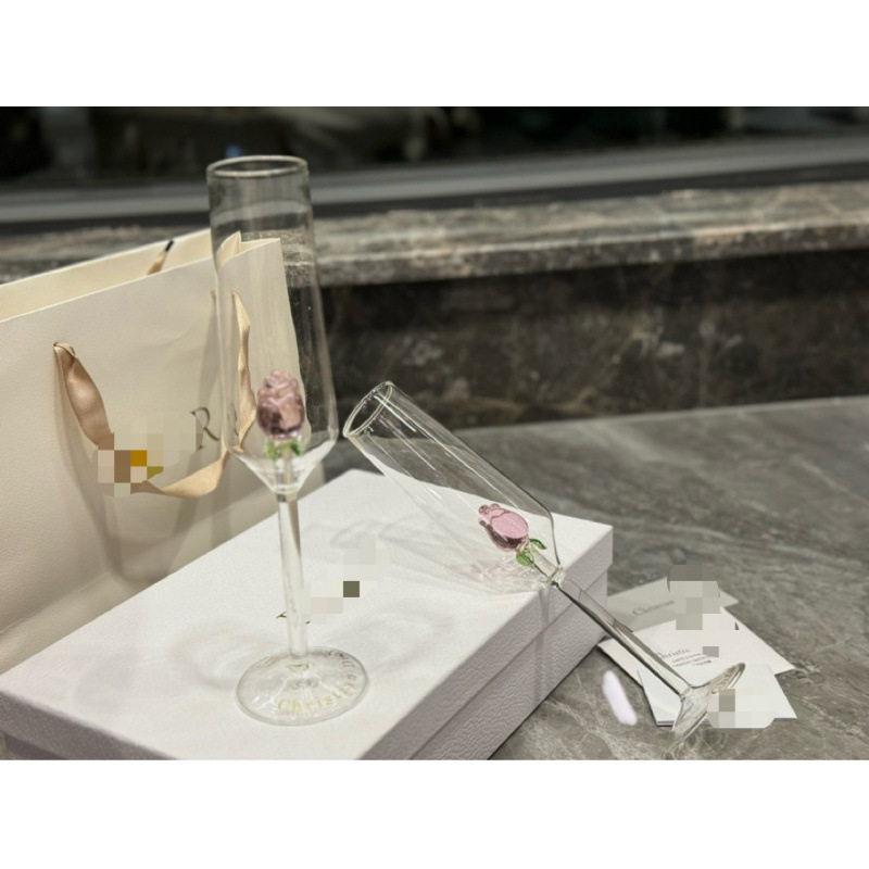 香槟杯法式高端立体玫瑰花高脚杯精品创意红酒杯新婚交杯酒杯