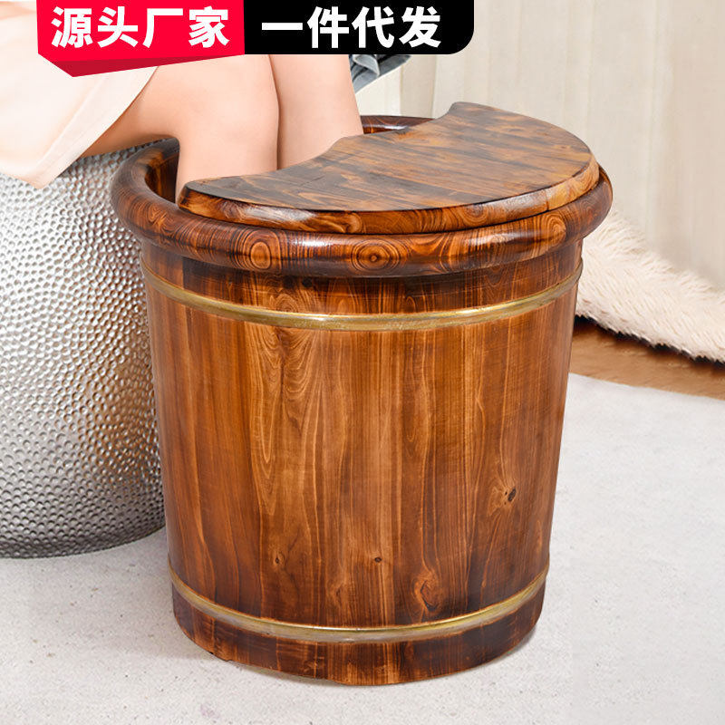 泡脚桶木桶家用木盆碳化木洗脚盆实木足浴桶保温泡脚盆厂家直销