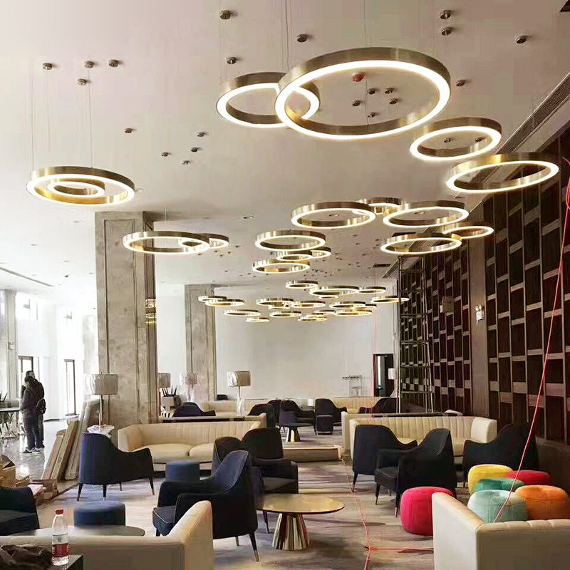 LED圆环形亚克力吊灯后现代客厅吊灯酒店大堂设计师展厅工程吊灯