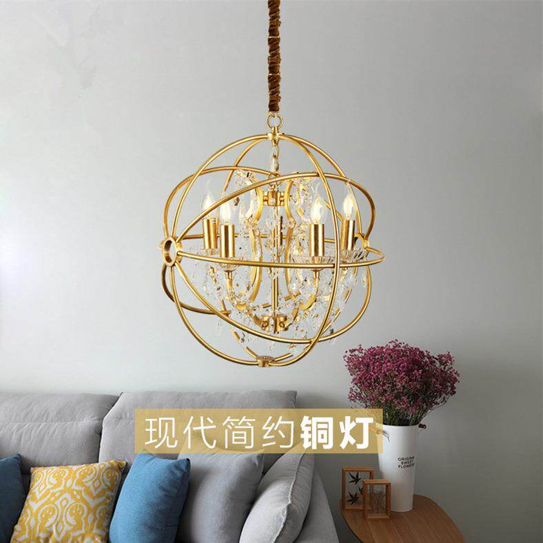 全铜美式乡村简约水晶设计师欧式奢华别墅卧室餐厅蜡烛纯铜吊灯