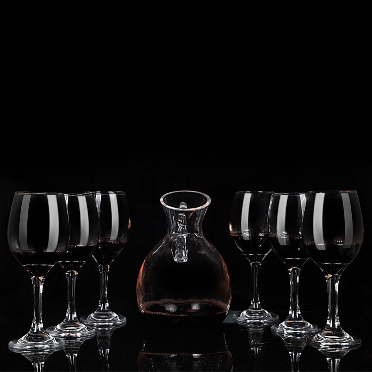 彩盒包装玻璃酒具七件套（天鹅壶1只+6只红酒杯）醒酒器高脚杯