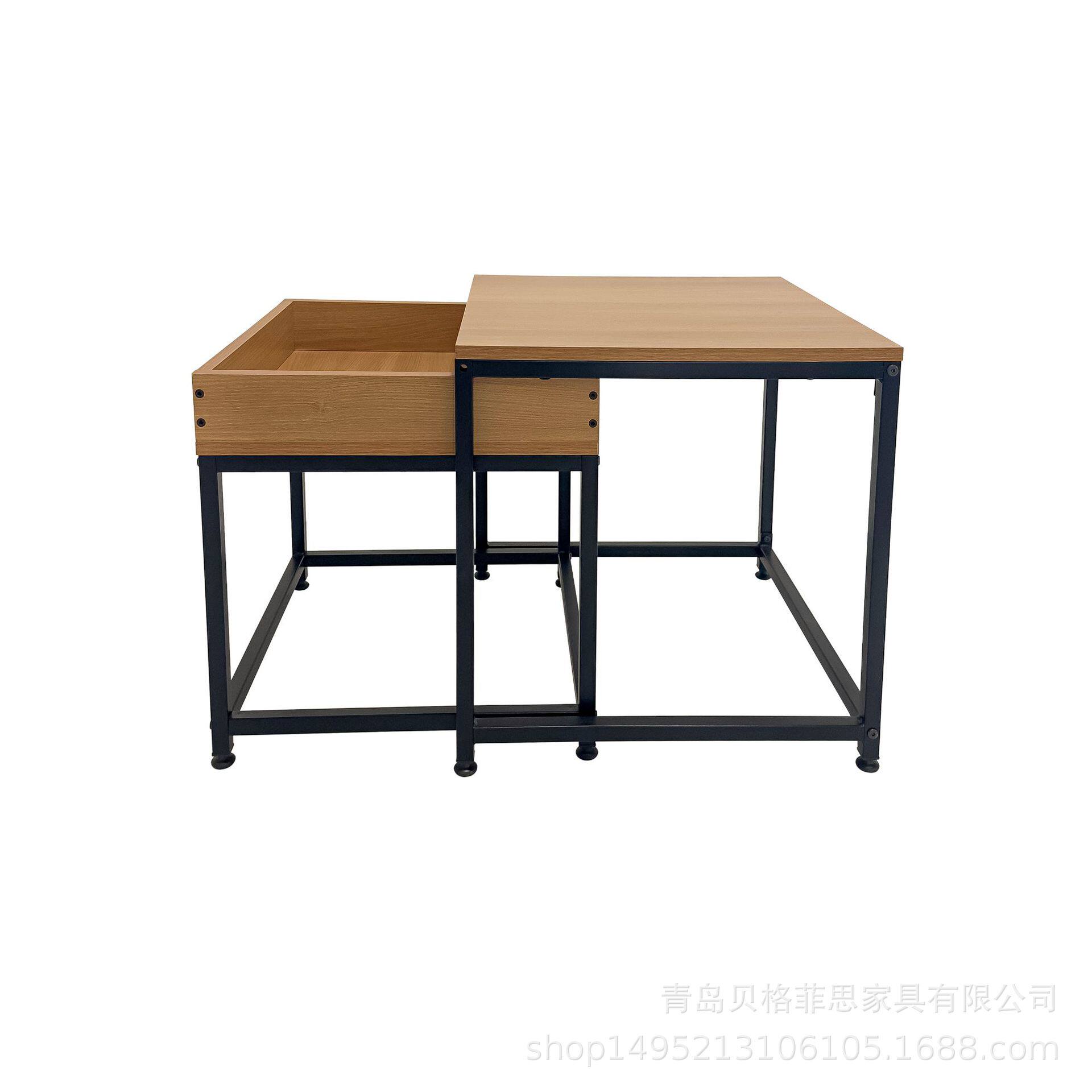 美式做旧铁艺复合小户型方形茶几