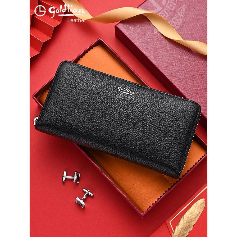 金利来钱包男士长款真皮2024新款男款手包牛皮拉链款商务手拿包