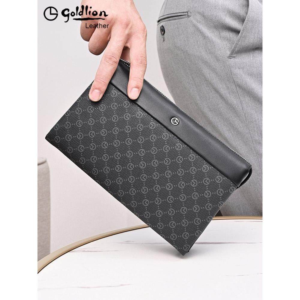 金利来男士手包2024新款钱包真皮配印花手拿包男款大容量手抓包