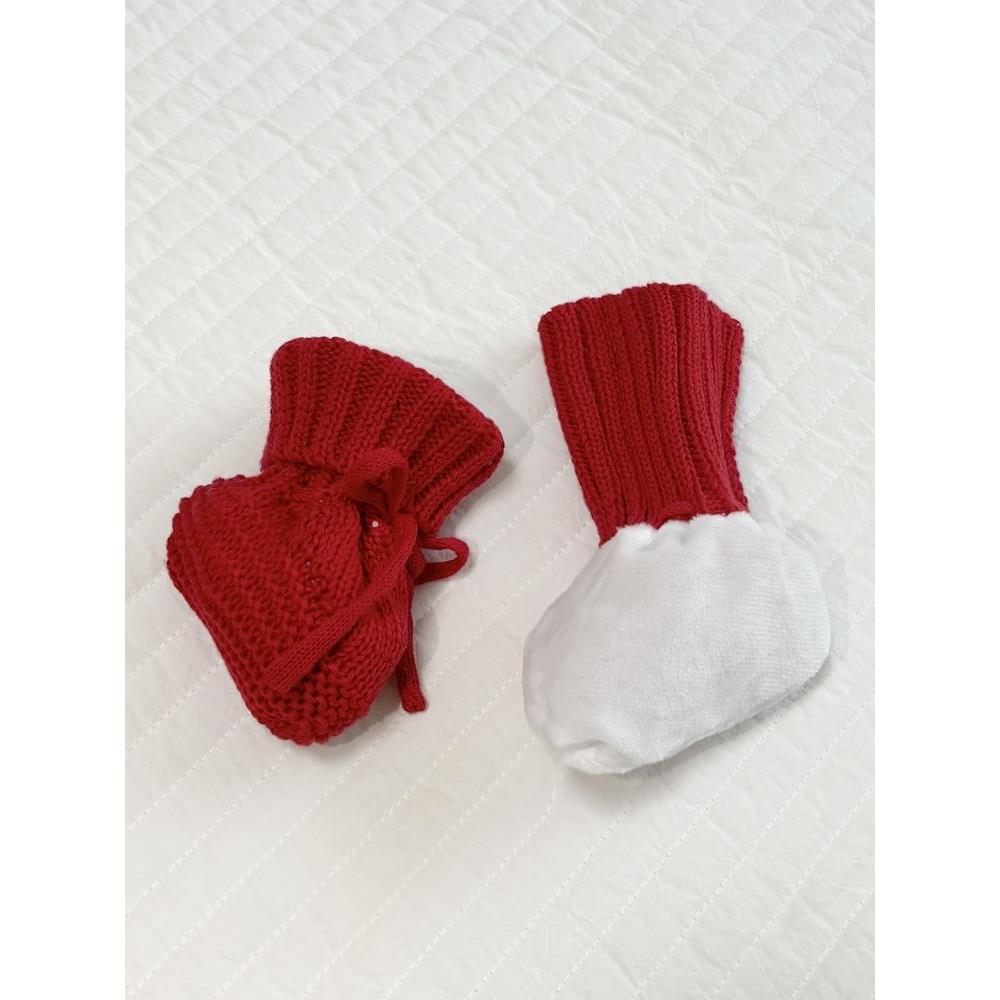 ins婴儿毛线鞋成品秋冬新生儿鞋子男女宝宝系带防掉编织长筒鞋袜