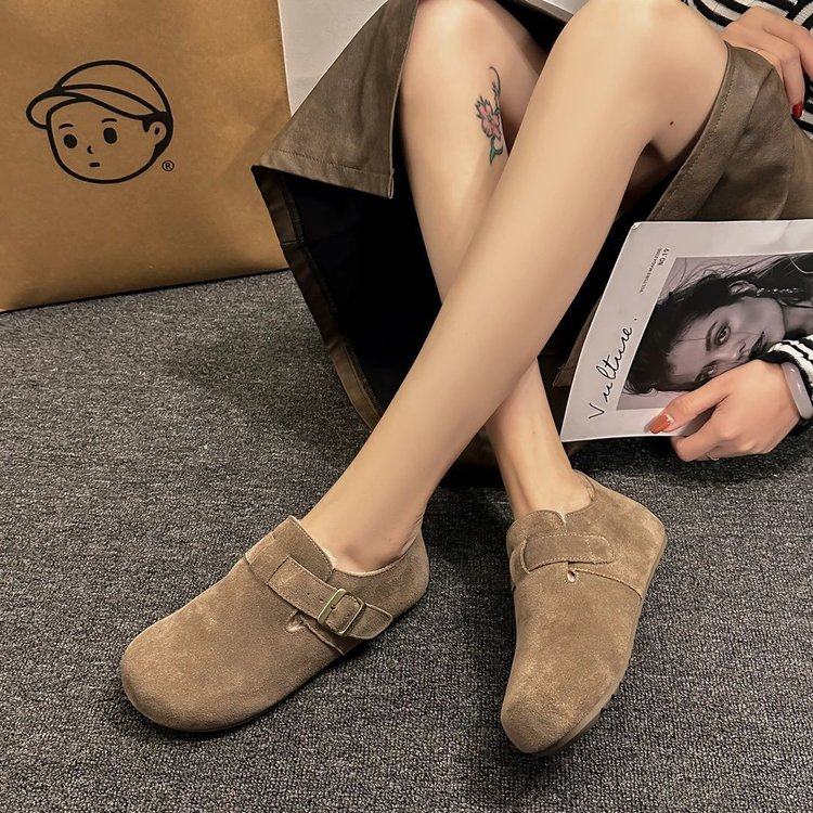 复古全包勃肯鞋女2025冬新款反绒皮内增高一脚蹬绒面加绒防滑平底,女鞋,深口单鞋,淘宝优惠券,粉丝福利购,淘宝优惠卷