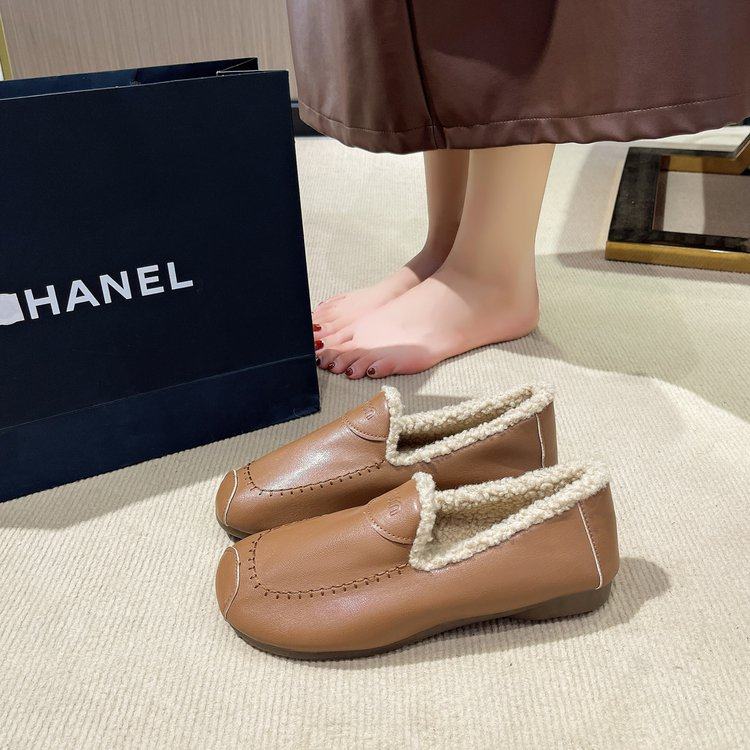 加绒柔软乐福鞋女2025冬季新款深口单鞋软底一脚蹬保暖毛绒豆豆鞋,女鞋,深口单鞋,淘宝优惠券,粉丝福利购,淘宝优惠卷