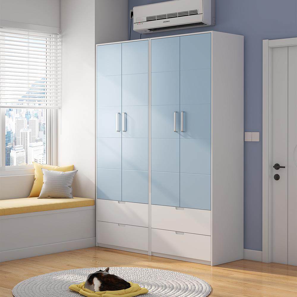 衣柜家用小户型90宽70宽cm现代简约经济小型蓝色粉色儿童拉门衣橱