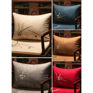 新中国风兰花腰枕沙发垫中国风书房矩形枕茶馆禅宗枕套芯