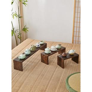 烧桐木茶杯架实木中式桌面置物架收纳架组合茶具展示架紫砂茶壶架