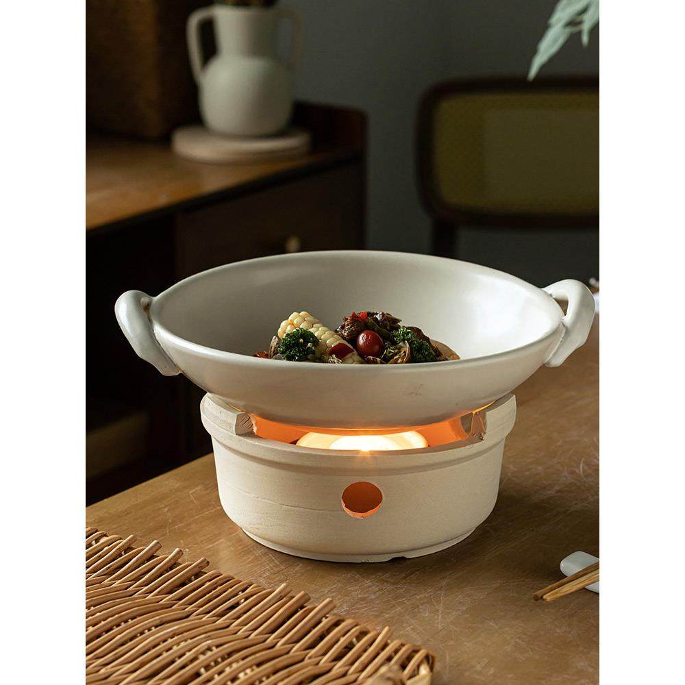 涧山集 耐高温锅炉陶瓷双耳干锅餐馆特色餐具砂锅炖锅酒精炉底座