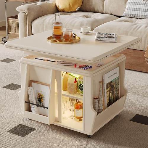 茶几实木升降可移动推车茶桌折叠小户型茶几餐桌两用沙发家用边几