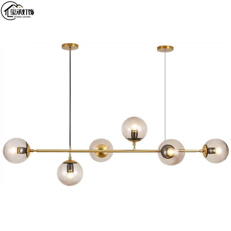 北欧轻奢简约个性长条餐厅灯吧台创意玻璃球魔豆卧室网红饭厅吊灯