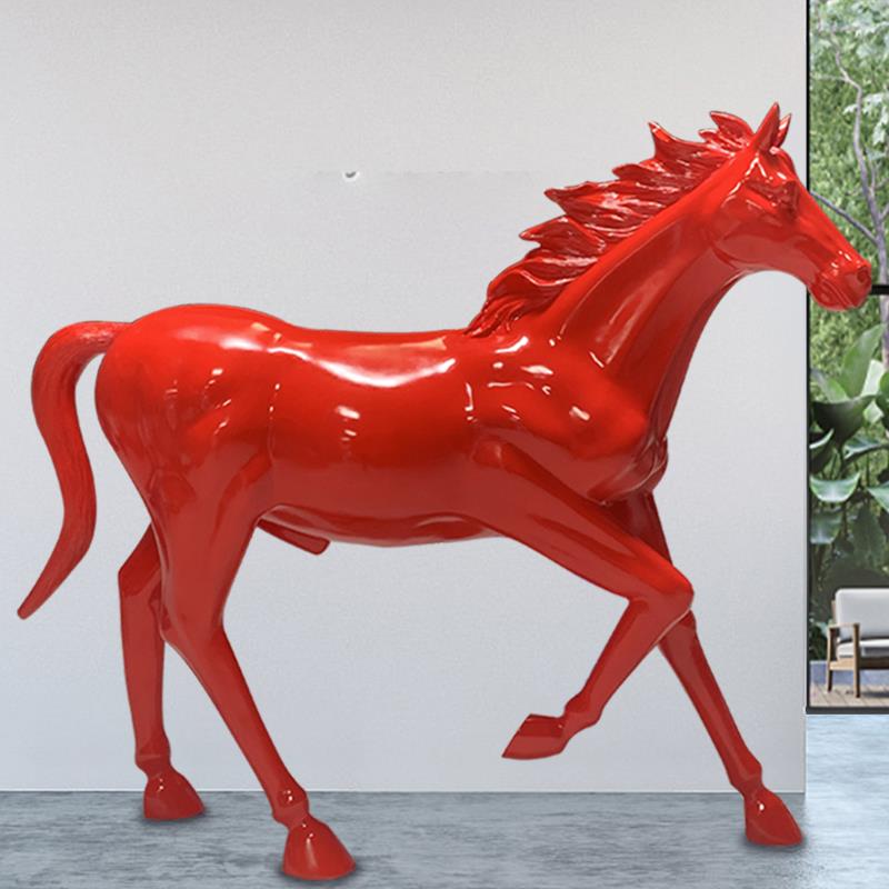招财玻璃纤维大马雕塑酒店饭厅KTV开 业庆典树脂艺术装饰马落地摆